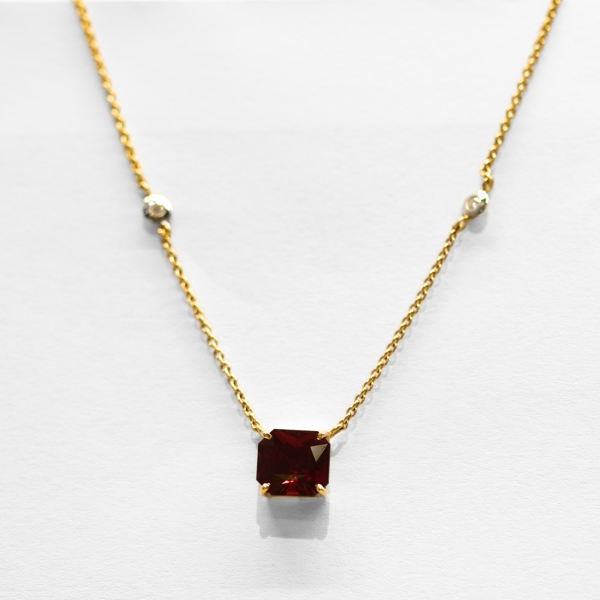 Picture of Natural Garnet & Diamond Necklace